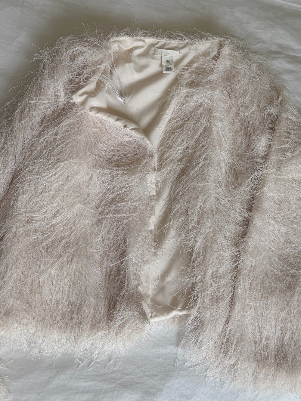 H&M Cream Feather-Texture Teddy Jacket